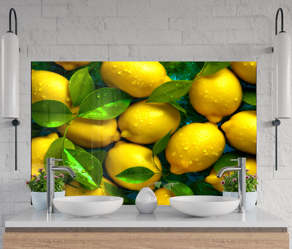 Zesty Lemon Glass Kitchen Backsplash – Fresh Citrus Design-BacksplashArtworks