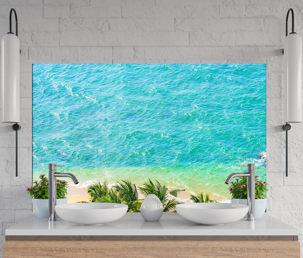 Aerial Tropical Ocean View Wall Art – Tempered Glass Kitchen Backsplash-BacksplashArtworks