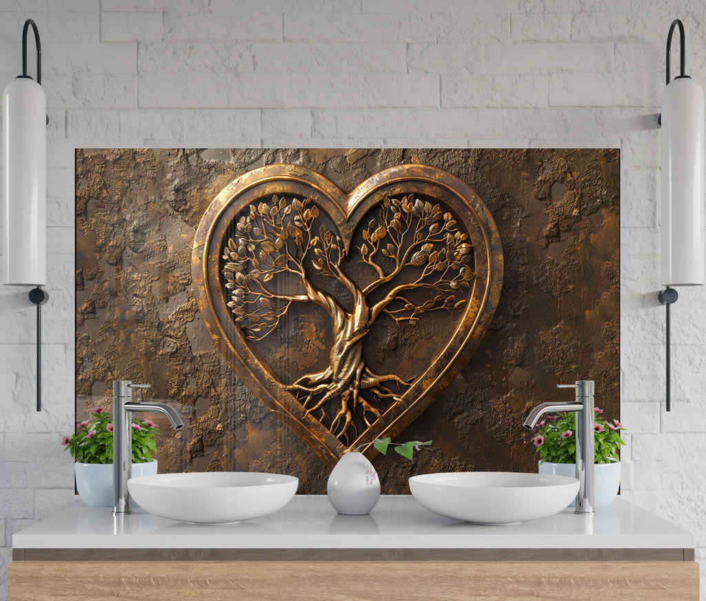 Heart of Life - Glass Kitchen Backsplash-BacksplashArtworks