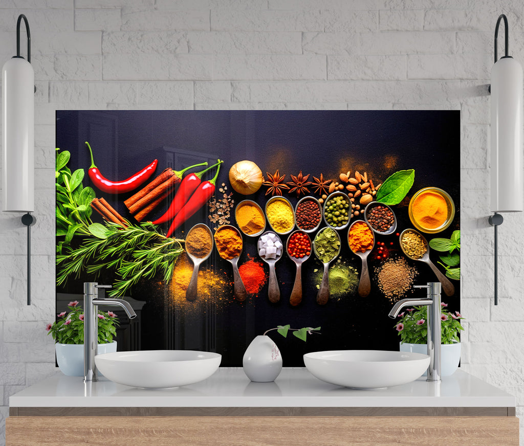 Colored Spice Collection - Glass Kitchen Backsplash-BacksplashArtworks