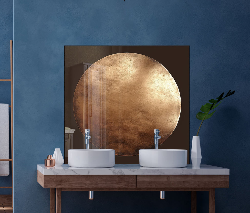 Minimalist Bronze Circle - Glass Kitchen Backsplash-BacksplashArtworks
