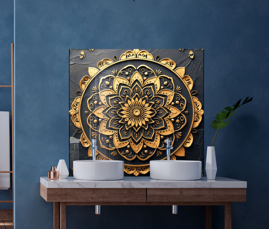 Luxury Mandala - Glass Kitchen Backsplash-BacksplashArtworks