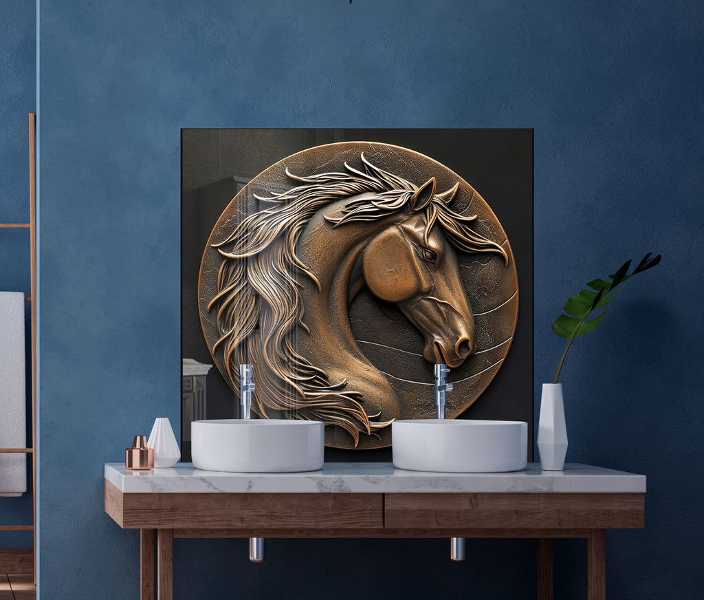 Majestic Horse Head - Glass Kitchen Backsplash-BacksplashArtworks
