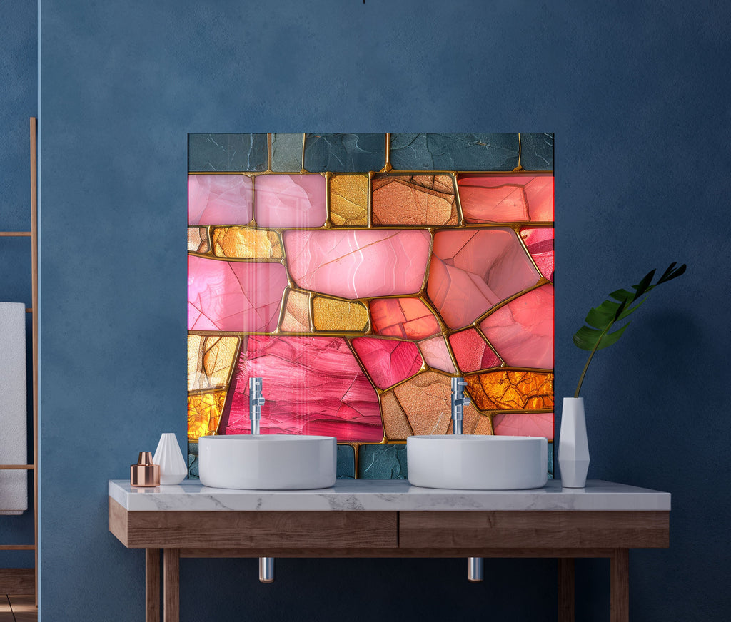 Rose Quartz - Glass Kitchen Backsplash-BacksplashArtworks