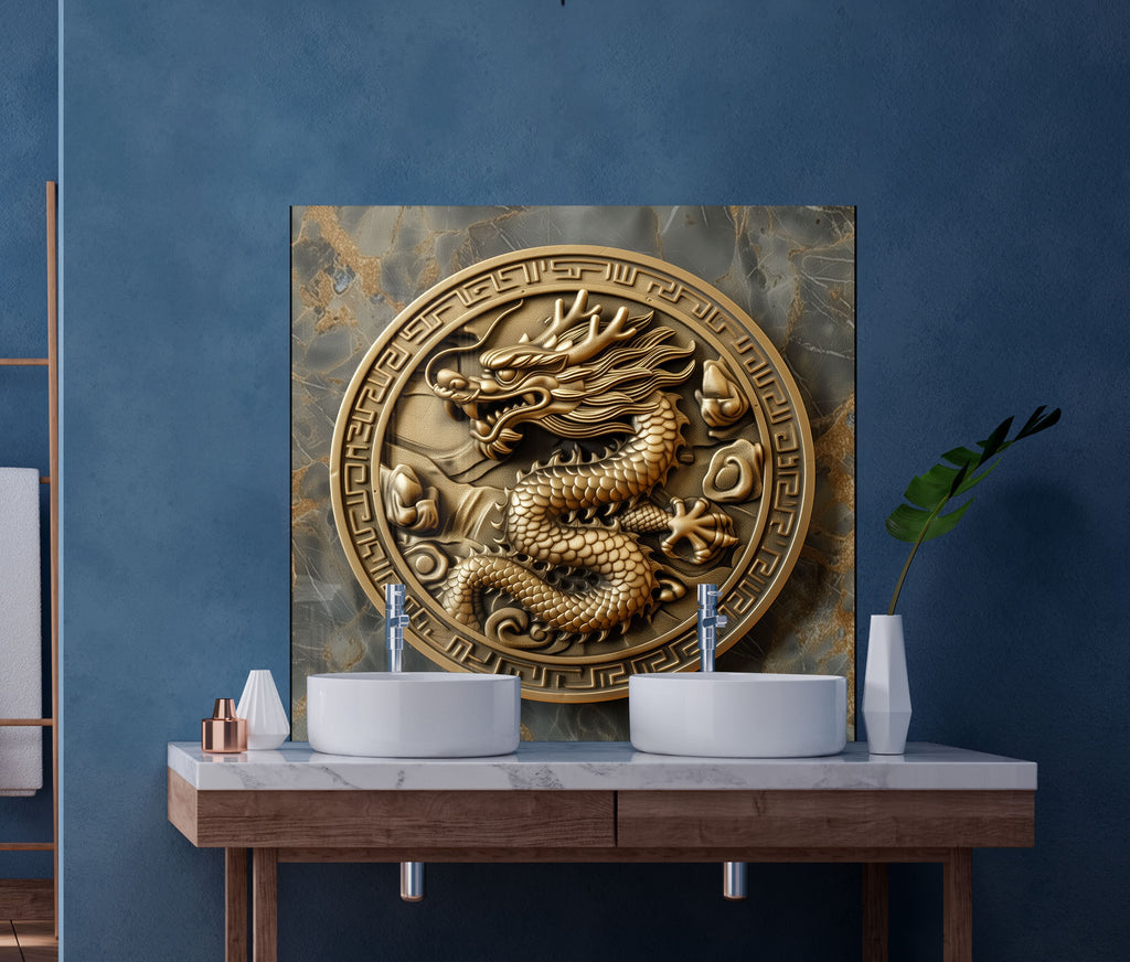 Chinese Dragon - Glass Kitchen Backsplash-BacksplashArtworks