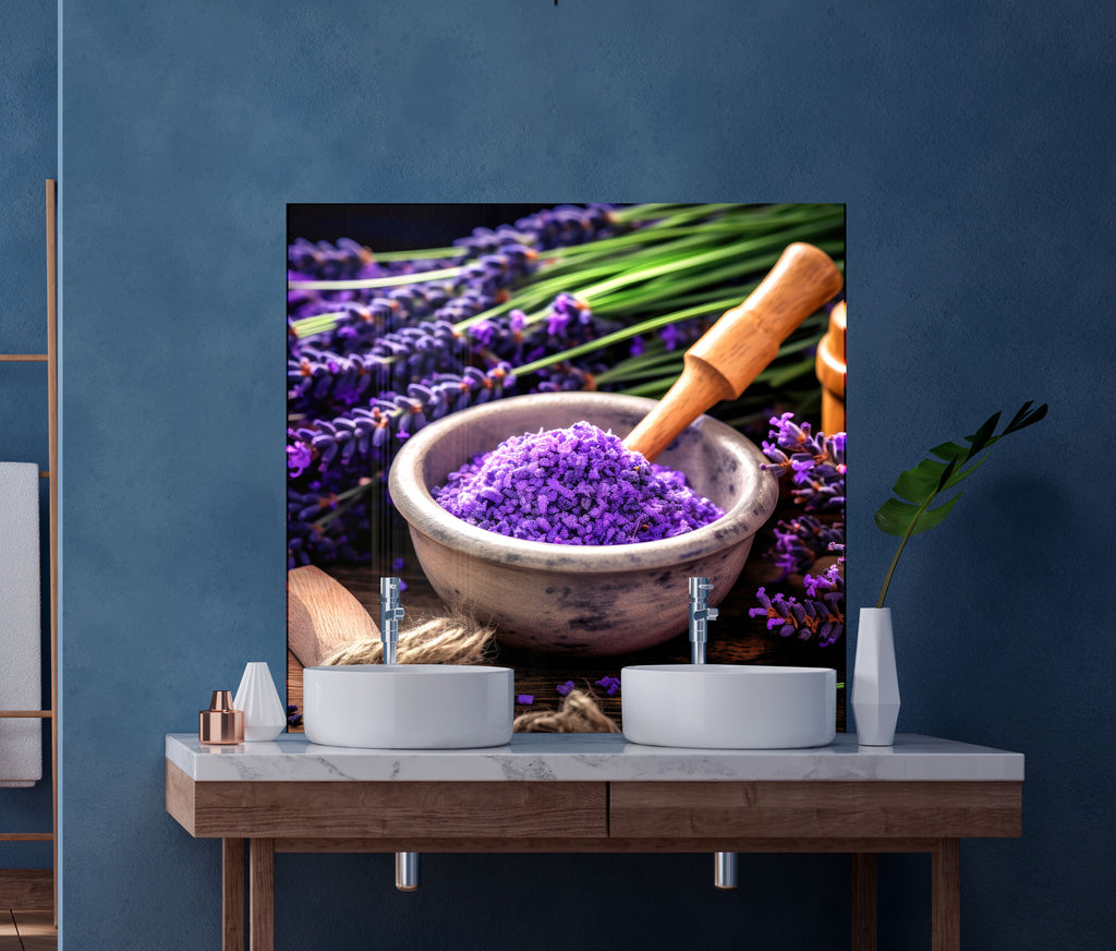 Rustic Lavender Bliss - Glass Kitchen Backsplash-BacksplashArtworks