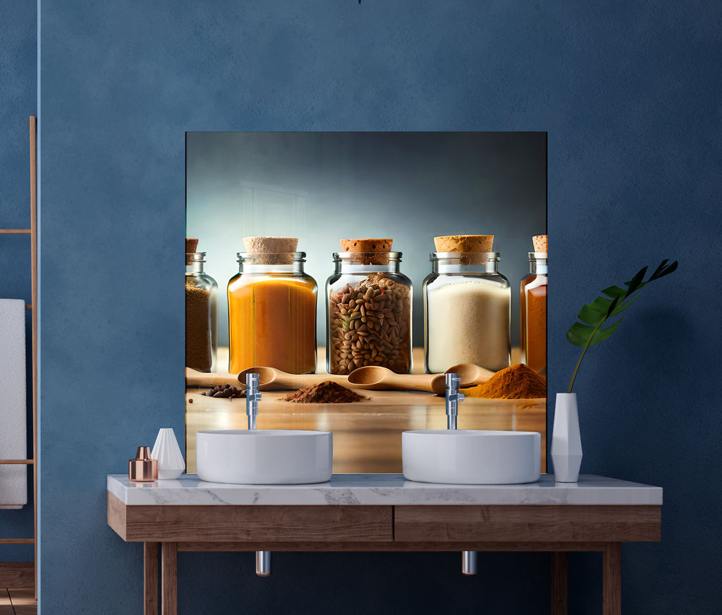 Spice Jar Collection – Glass Kitchen Backsplash-BacksplashArtworks