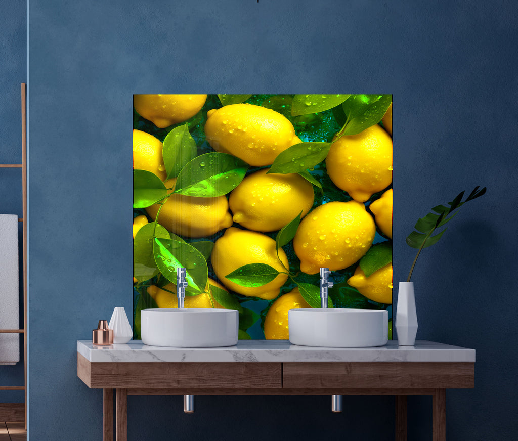 Zesty Lemon Glass Kitchen Backsplash – Fresh Citrus Design-BacksplashArtworks