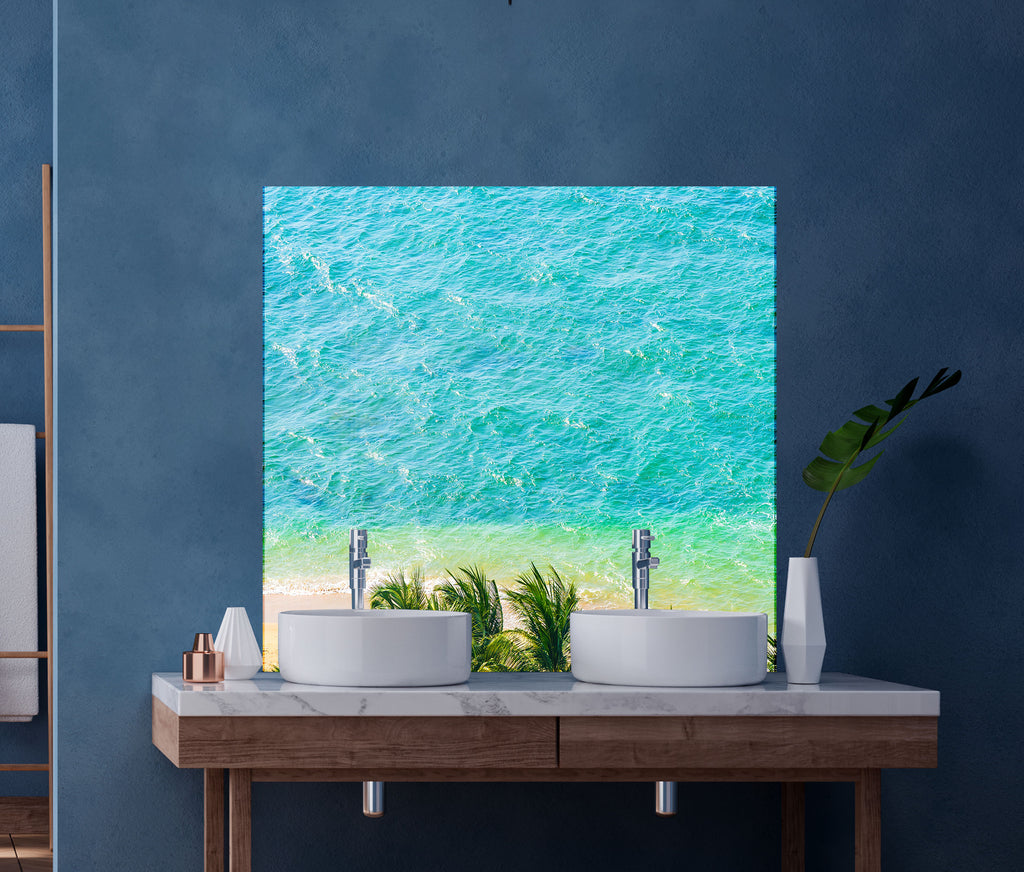 Aerial Tropical Ocean View Wall Art – Tempered Glass Kitchen Backsplash-BacksplashArtworks