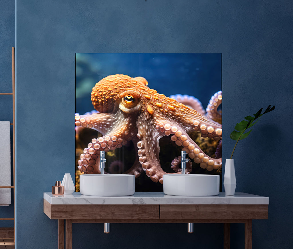 Deep Sea Octopus – Glass Kitchen Backsplash-BacksplashArtworks