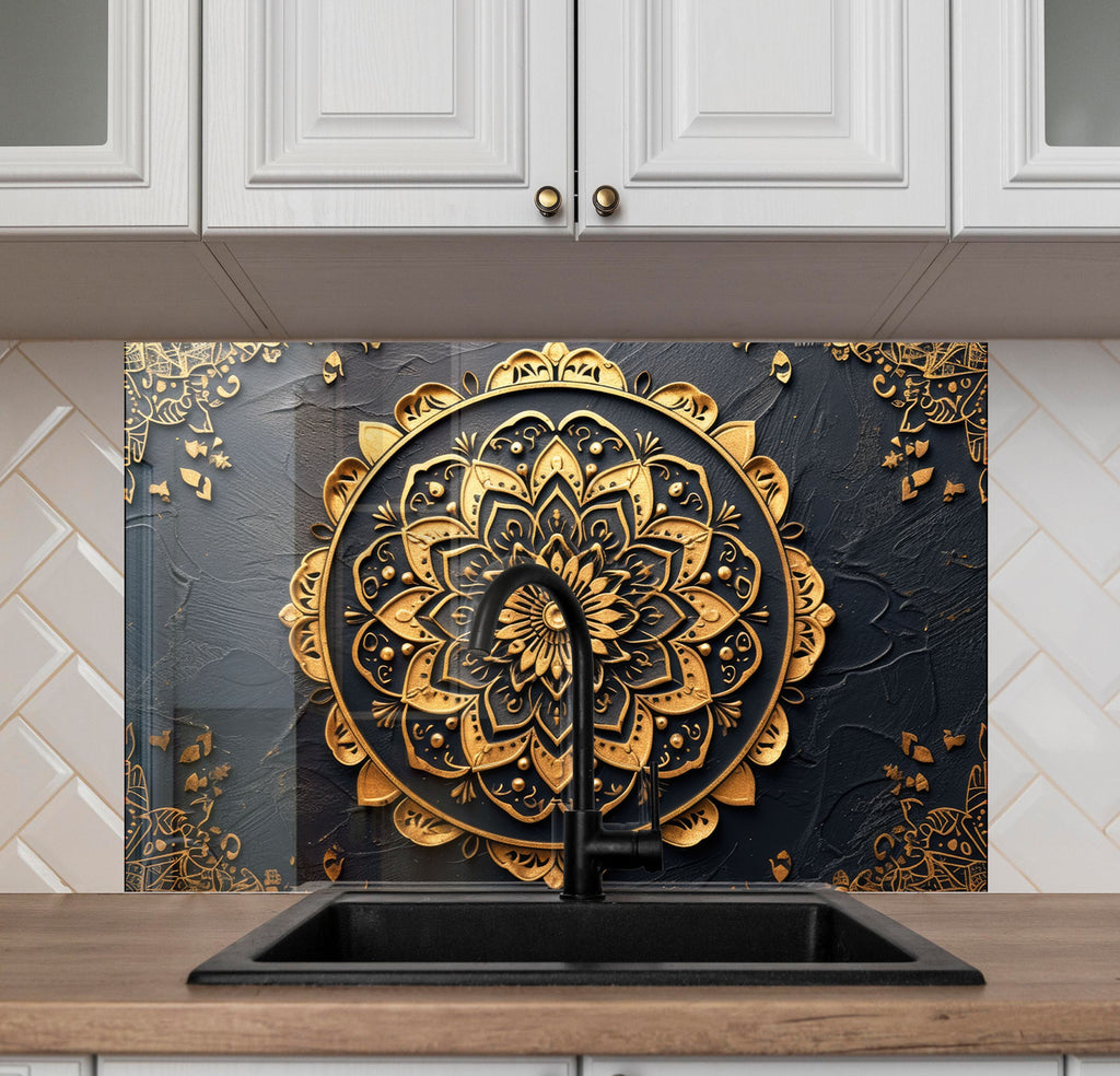 Luxury Mandala - Glass Kitchen Backsplash-BacksplashArtworks