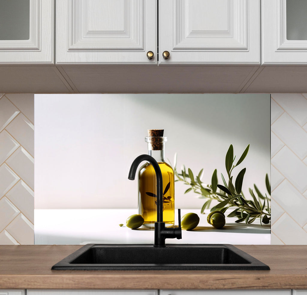 Olive Oil Glass Kitchen Backsplash – Fresh Olive and Oil Design-BacksplashArtworks