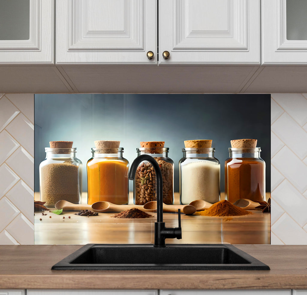 Spice Jar Collection – Glass Kitchen Backsplash-BacksplashArtworks