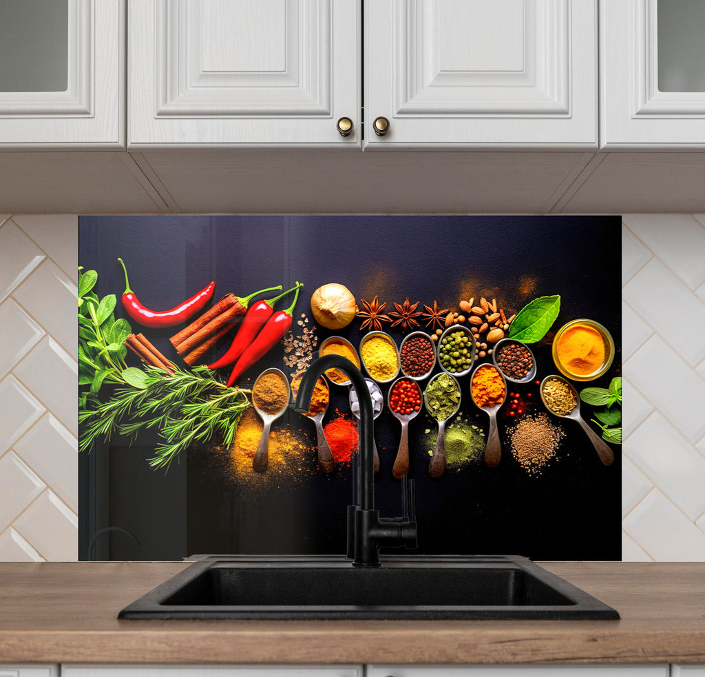 Colored Spice Collection - Glass Kitchen Backsplash-BacksplashArtworks