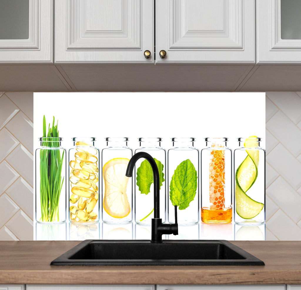 Botanical Essence – Glass Kitchen Backsplash-BacksplashArtworks