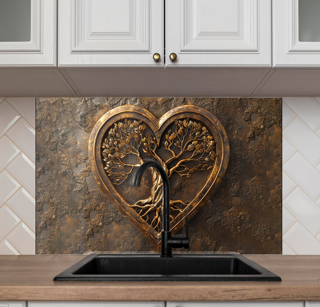 Heart of Life - Glass Kitchen Backsplash-BacksplashArtworks
