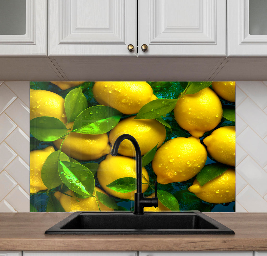 Zesty Lemon Glass Kitchen Backsplash – Fresh Citrus Design-BacksplashArtworks