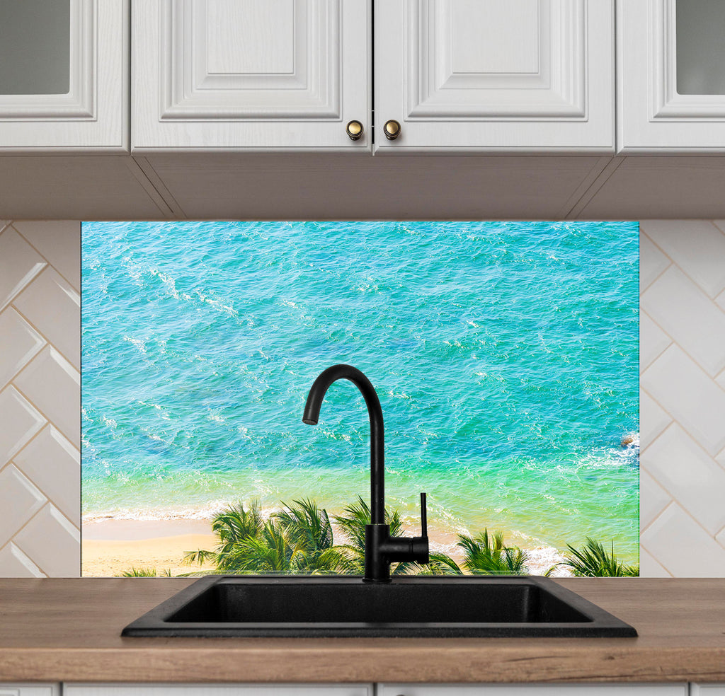 Aerial Tropical Ocean View Wall Art – Tempered Glass Kitchen Backsplash-BacksplashArtworks