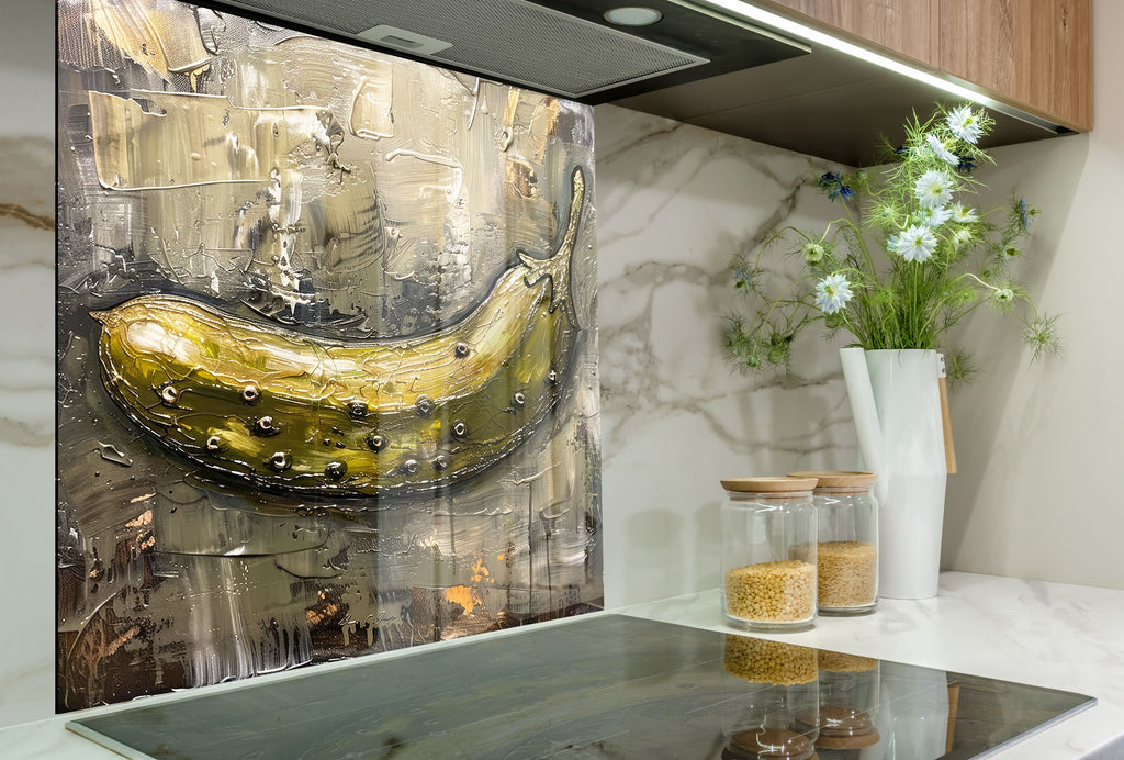 Pastel Banana - Tempered Glass kitchen Backsplash-BacksplashArtworks