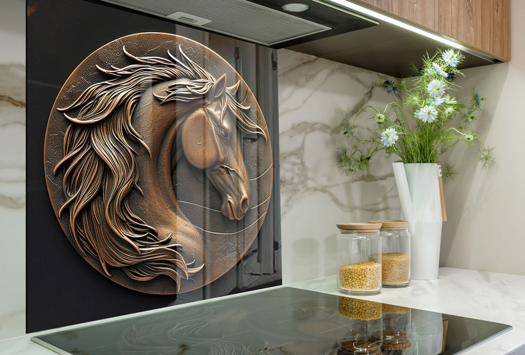 Majestic Horse Head - Glass Kitchen Backsplash-BacksplashArtworks
