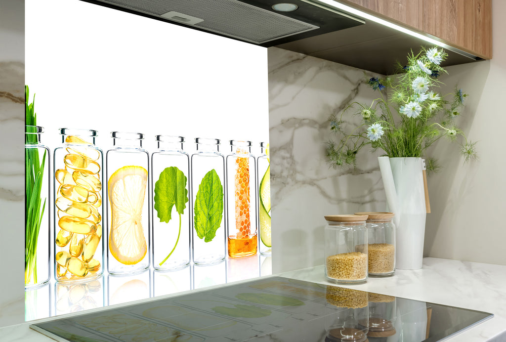 Botanical Essence – Glass Kitchen Backsplash-BacksplashArtworks