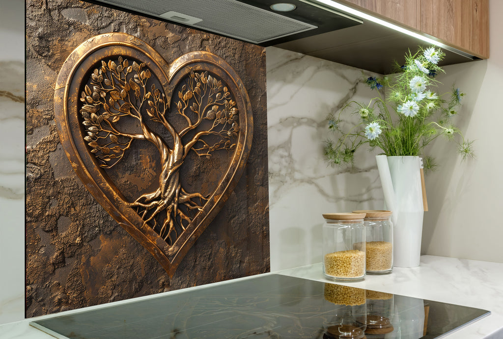 Heart of Life - Glass Kitchen Backsplash-BacksplashArtworks