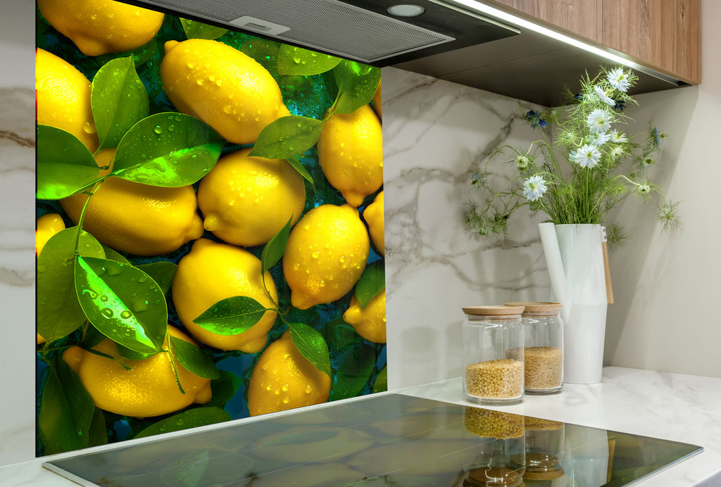 Zesty Lemon Glass Kitchen Backsplash – Fresh Citrus Design-BacksplashArtworks