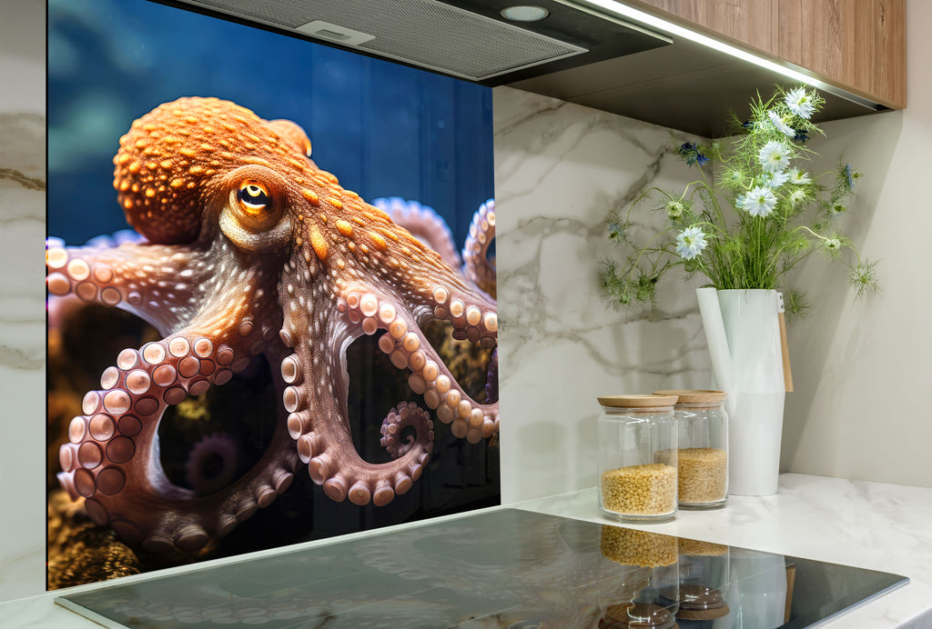 Deep Sea Octopus – Glass Kitchen Backsplash-BacksplashArtworks