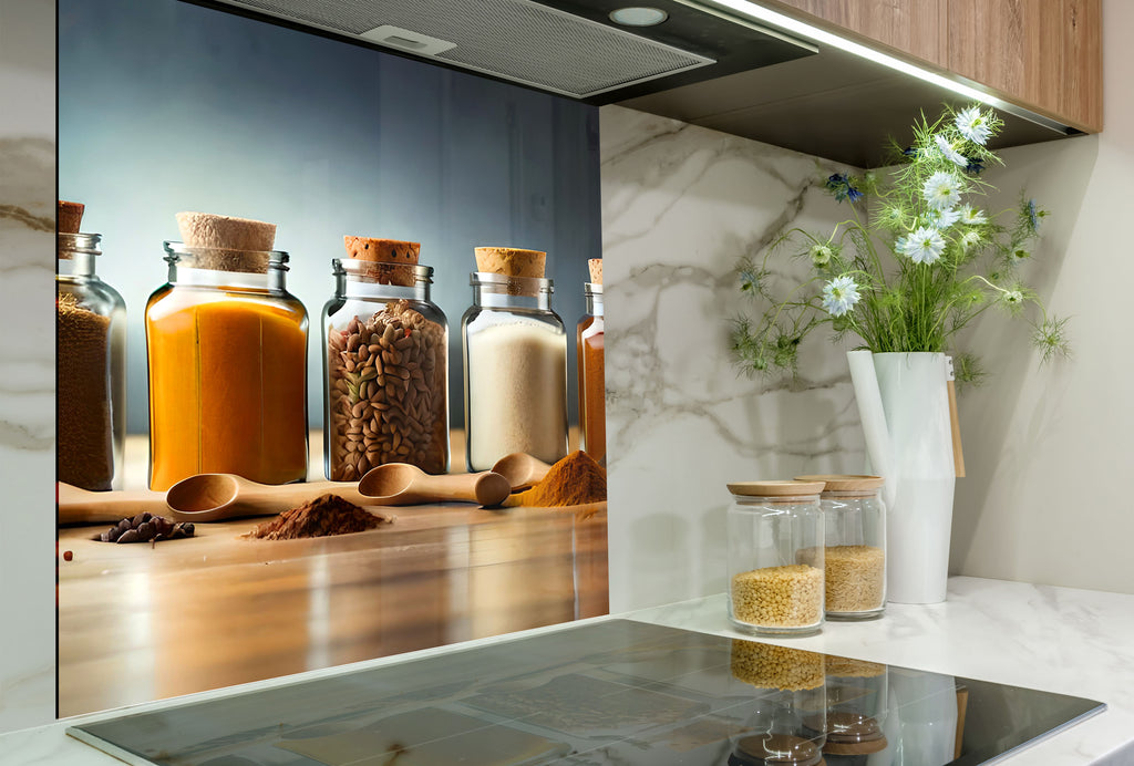Spice Jar Collection – Glass Kitchen Backsplash-BacksplashArtworks