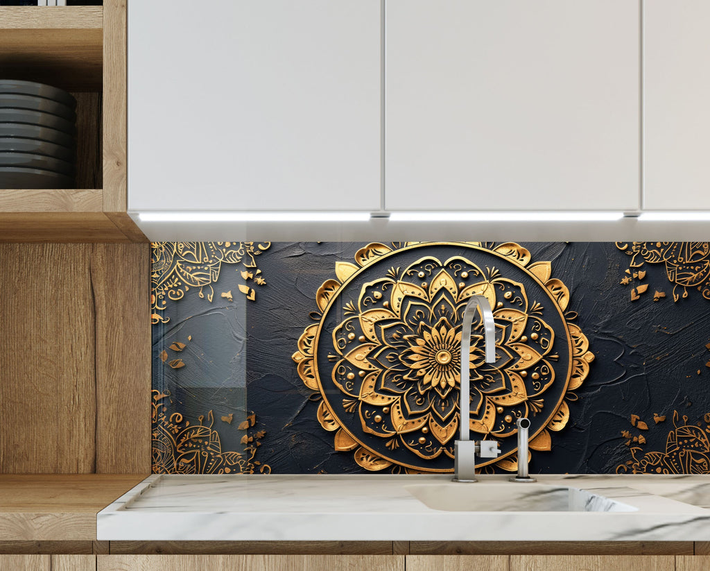 Luxury Mandala - Glass Kitchen Backsplash-BacksplashArtworks