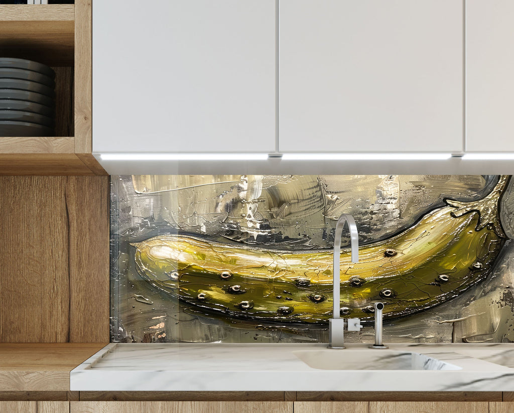 Pastel Banana - Tempered Glass kitchen Backsplash-BacksplashArtworks