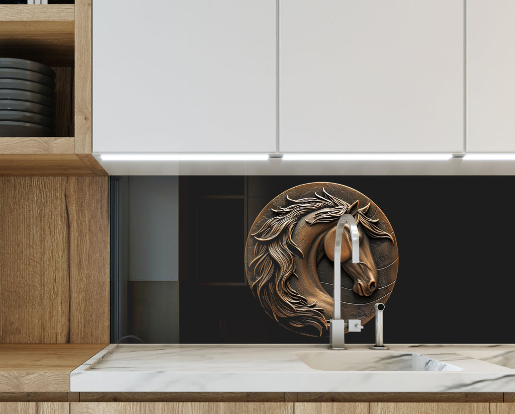 Majestic Horse Head - Glass Kitchen Backsplash-BacksplashArtworks