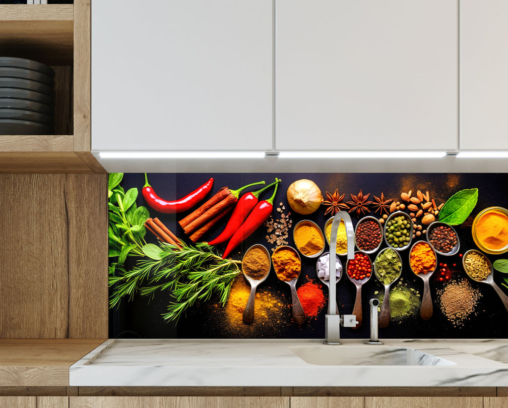 Colored Spice Collection - Glass Kitchen Backsplash-BacksplashArtworks