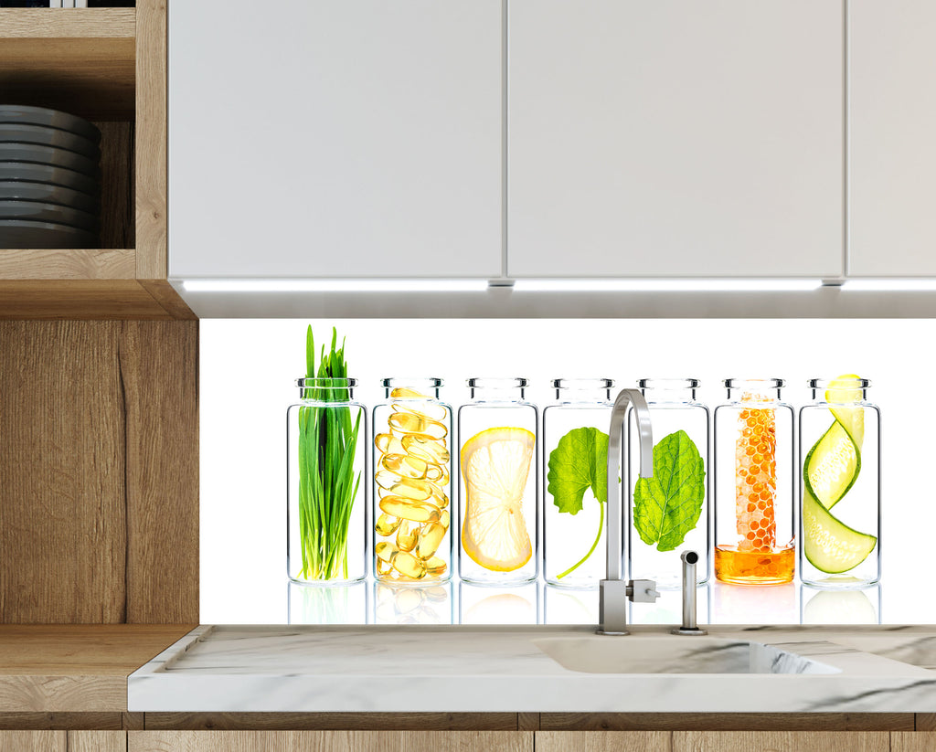 Botanical Essence – Glass Kitchen Backsplash-BacksplashArtworks