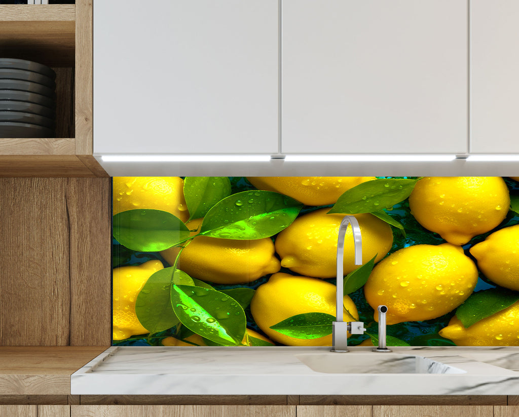 Zesty Lemon Glass Kitchen Backsplash – Fresh Citrus Design-BacksplashArtworks