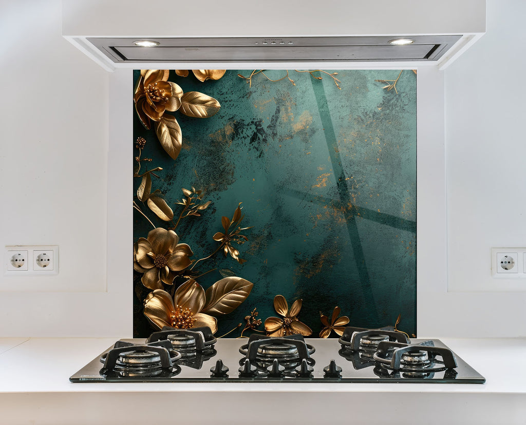 Emerald Elegance - Glass Kitchen Backsplash-BacksplashArtworks