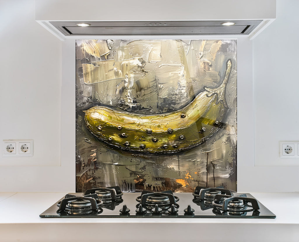 Pastel Banana - Tempered Glass kitchen Backsplash-BacksplashArtworks