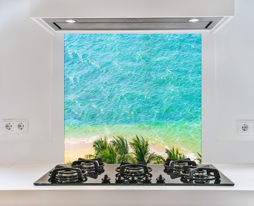 Aerial Tropical Ocean View Wall Art – Tempered Glass Kitchen Backsplash-BacksplashArtworks