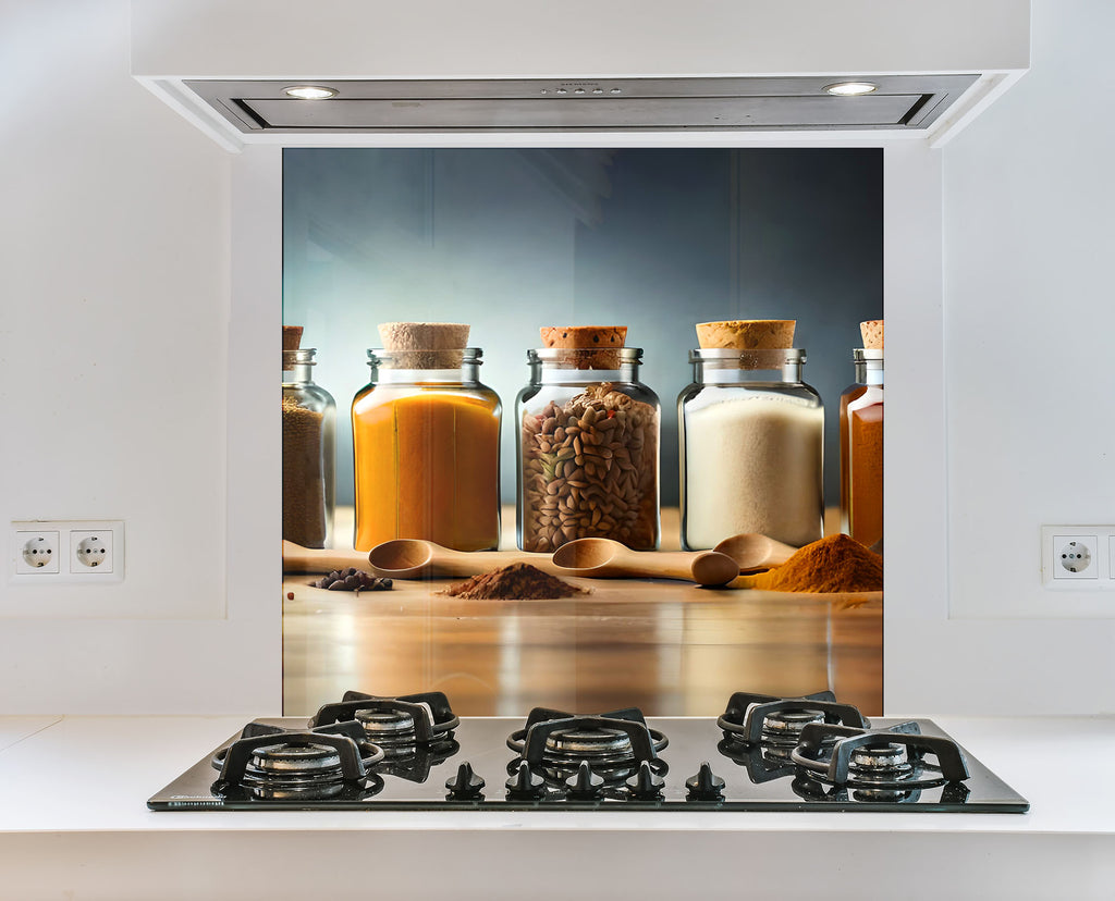 Spice Jar Collection – Glass Kitchen Backsplash-BacksplashArtworks