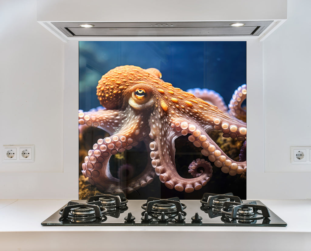 Deep Sea Octopus – Glass Kitchen Backsplash-BacksplashArtworks