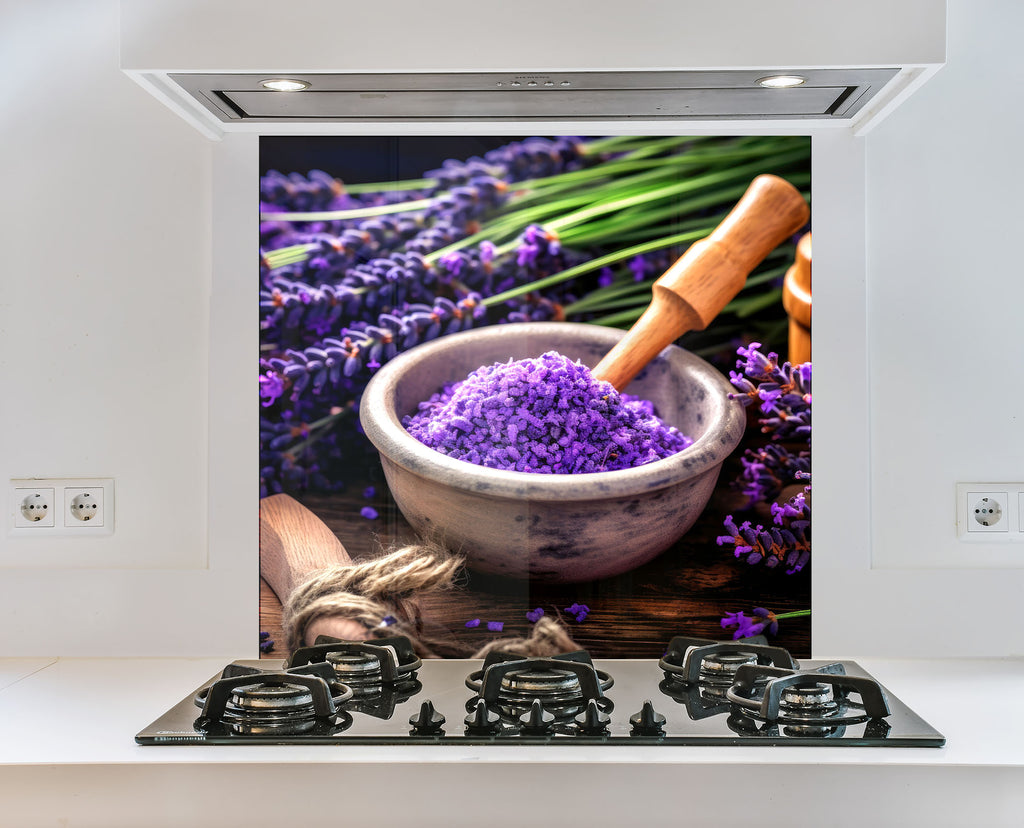 Rustic Lavender Bliss - Glass Kitchen Backsplash-BacksplashArtworks