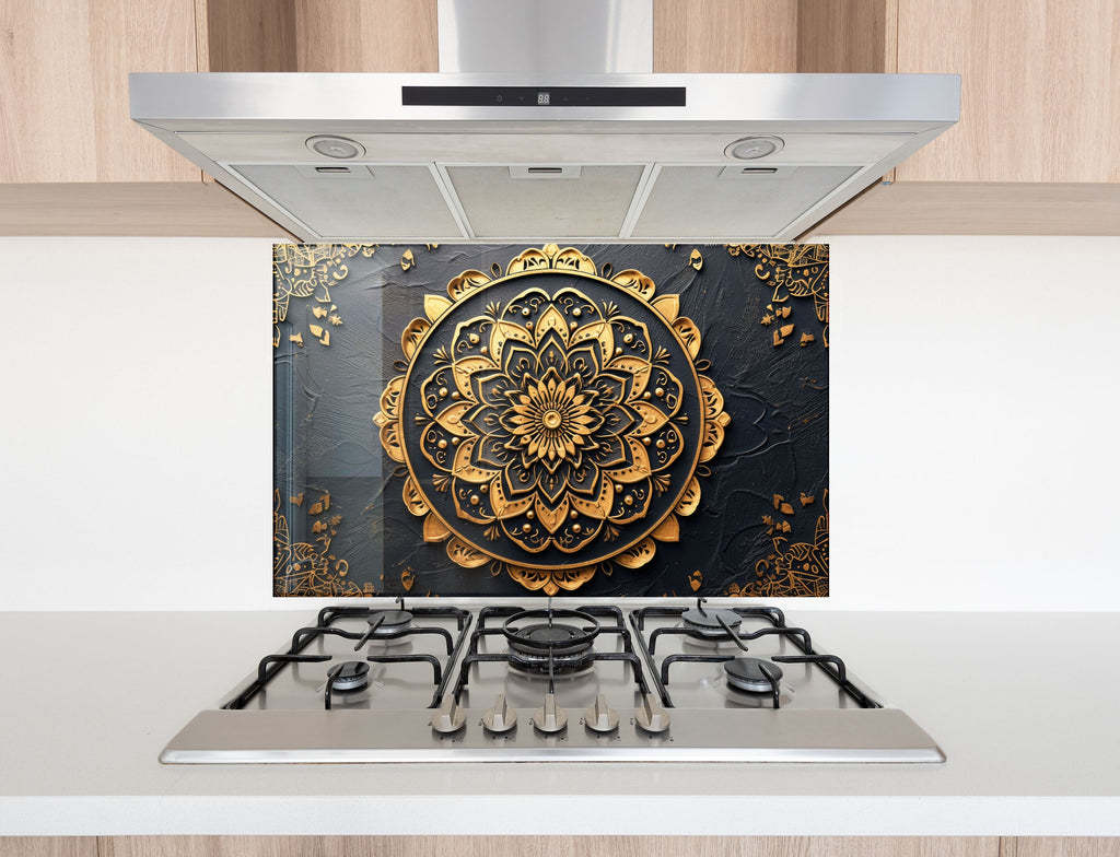 Luxury Mandala - Glass Kitchen Backsplash-BacksplashArtworks