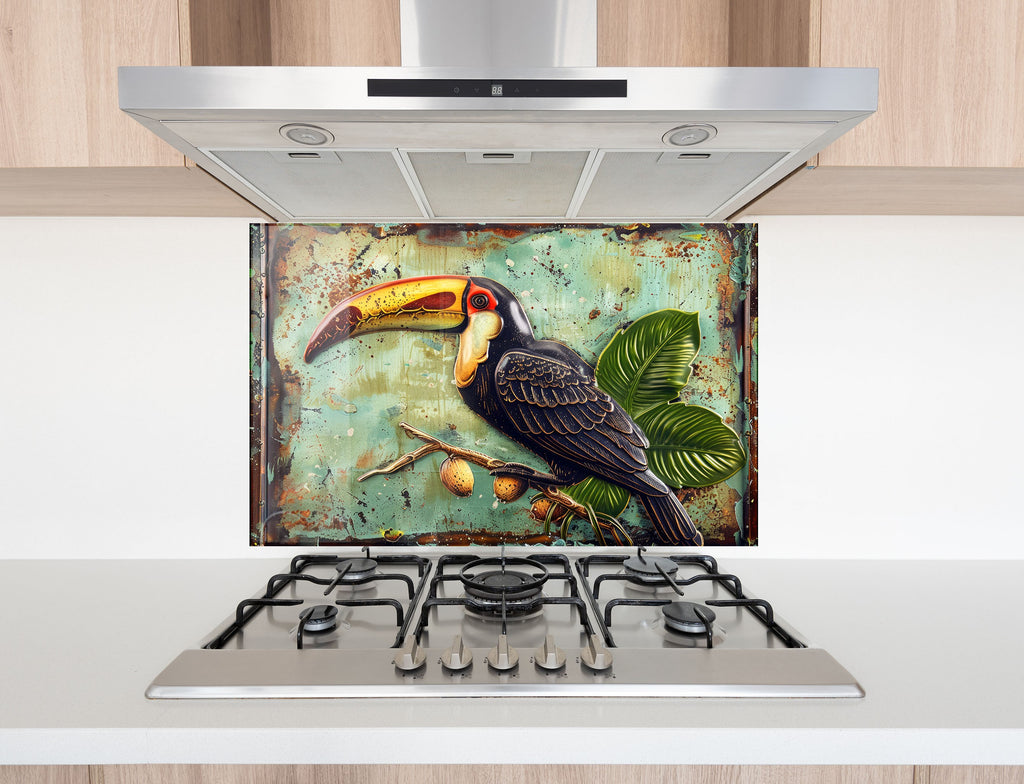 Tropical Toucan – Glass Kitchen Backsplash-BacksplashArtworks