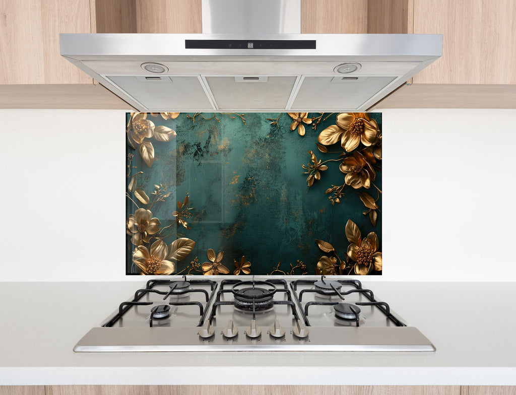Emerald Elegance - Glass Kitchen Backsplash-BacksplashArtworks