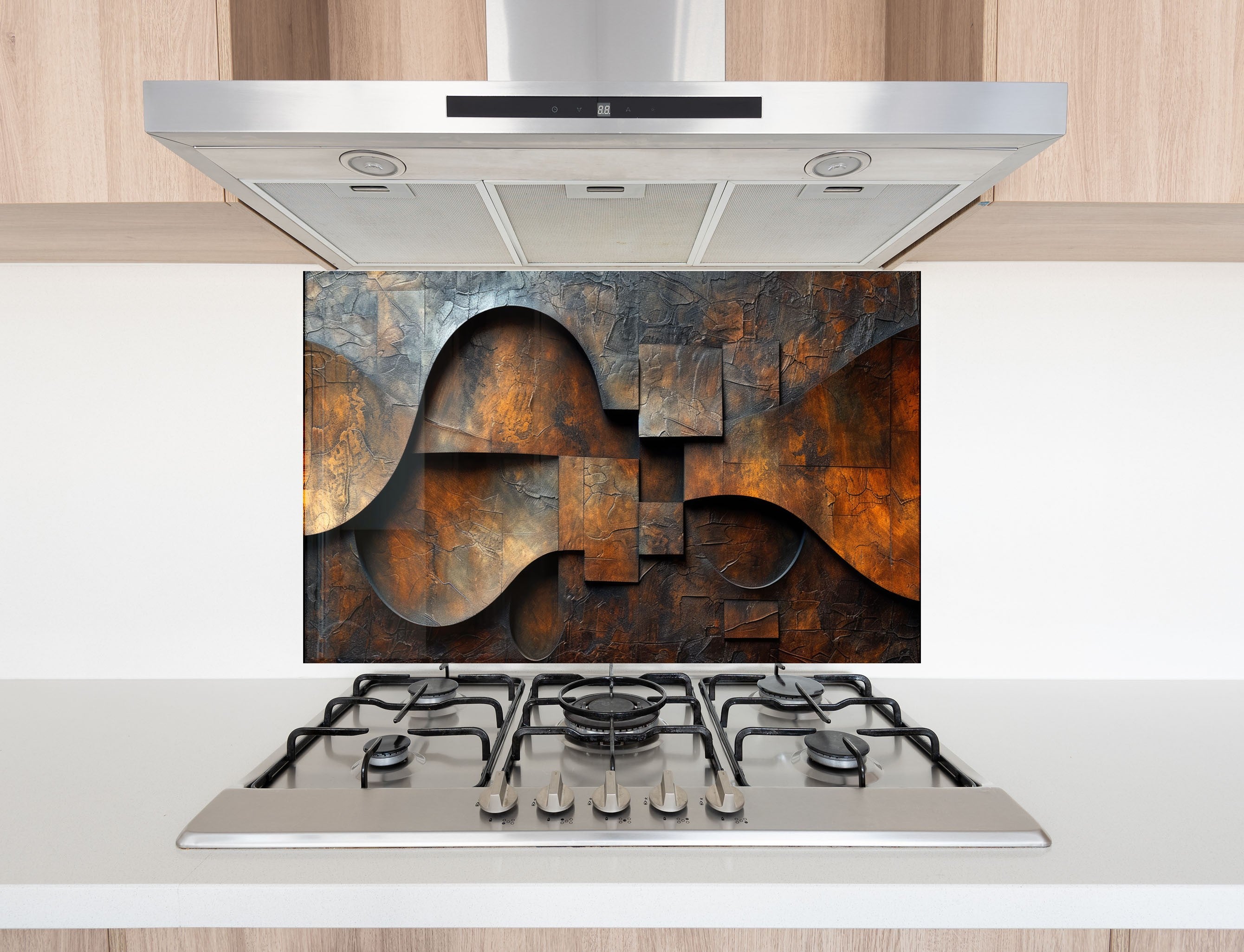 Rust Kitchen Splashback Industrial Rust Metal Glass Kitchen | Backsplash Artworks ...