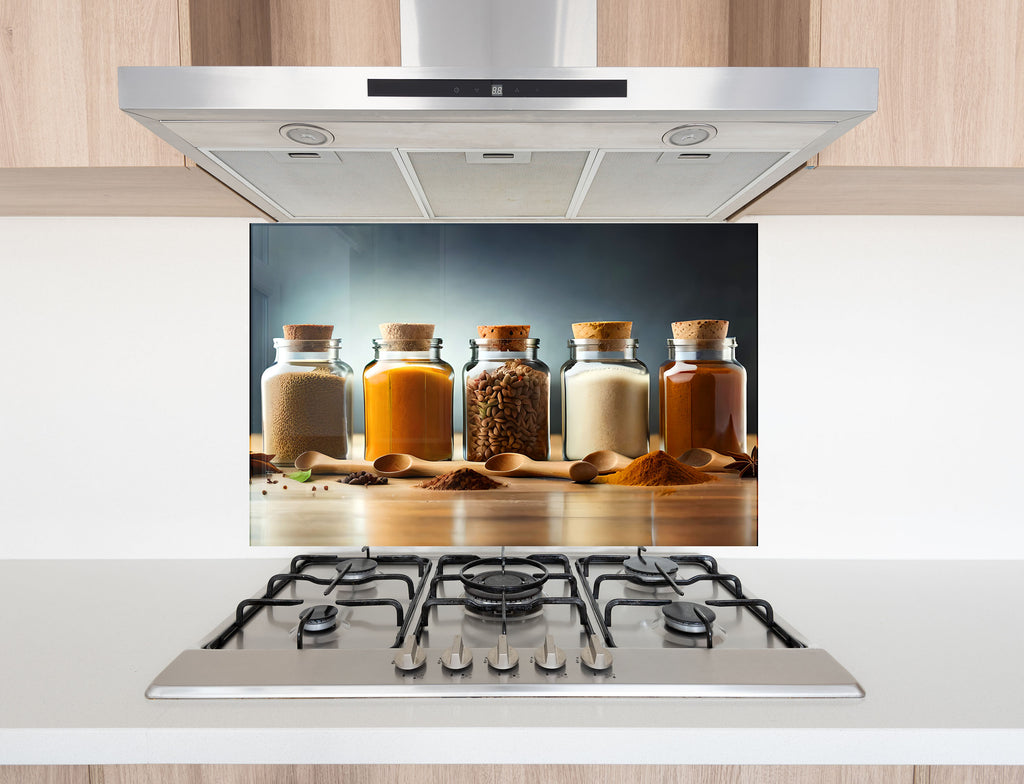 Spice Jar Collection – Glass Kitchen Backsplash-BacksplashArtworks