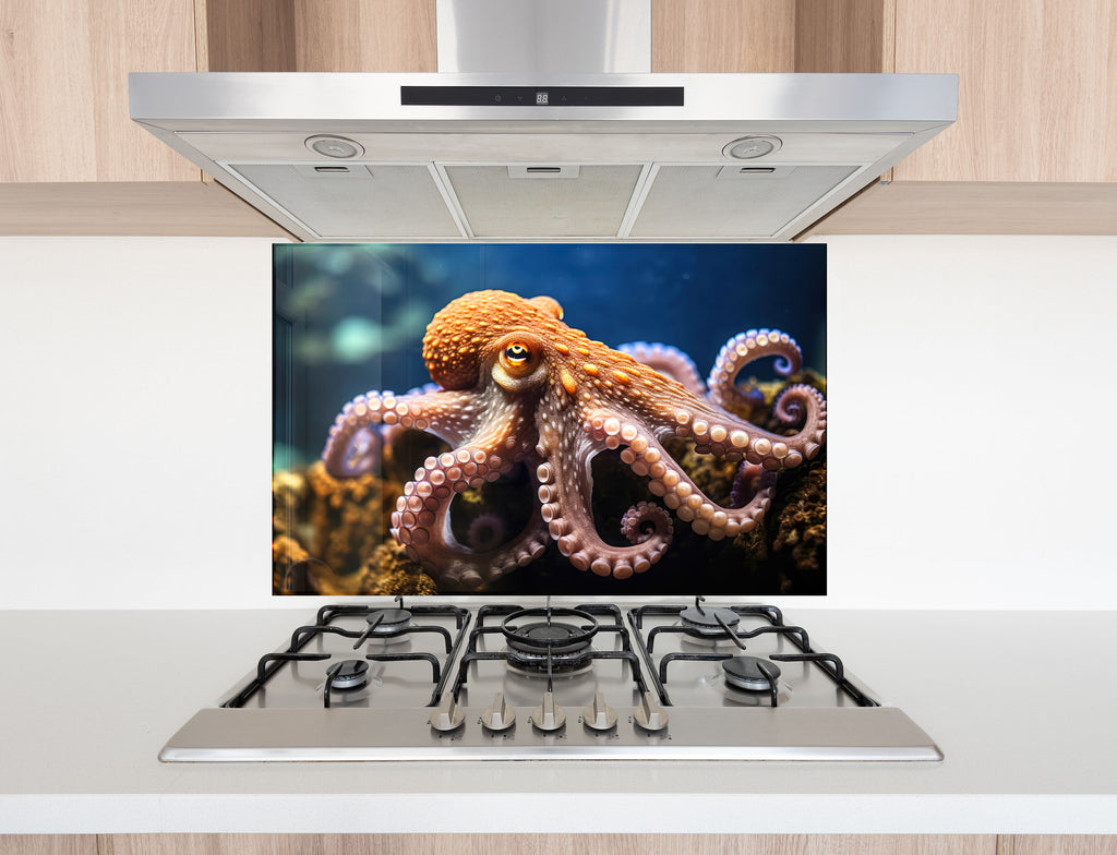 Deep Sea Octopus – Glass Kitchen Backsplash-BacksplashArtworks