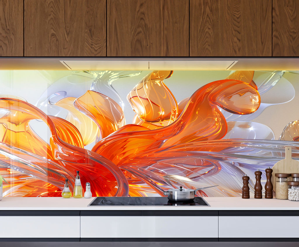 Dynamic Abstract - Glass Kitchen Backsplash-BacksplashArtworks