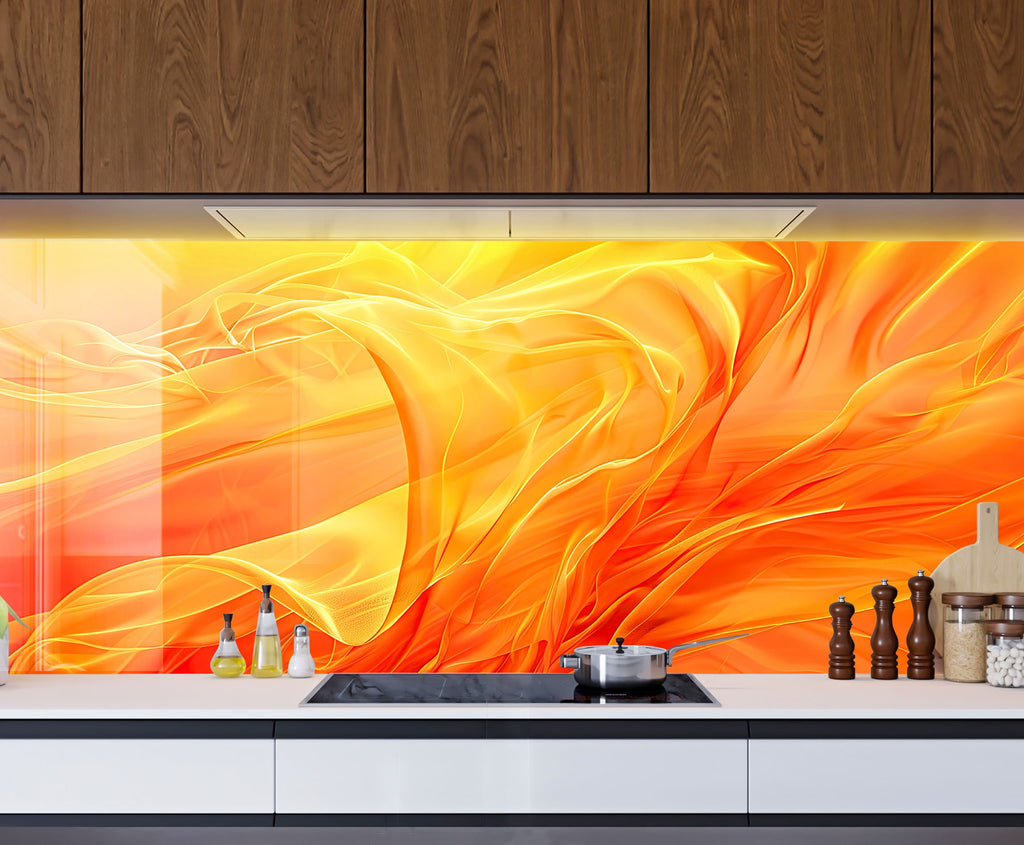 Flame Flow – Glass Kitchen Backsplash-BacksplashArtworks
