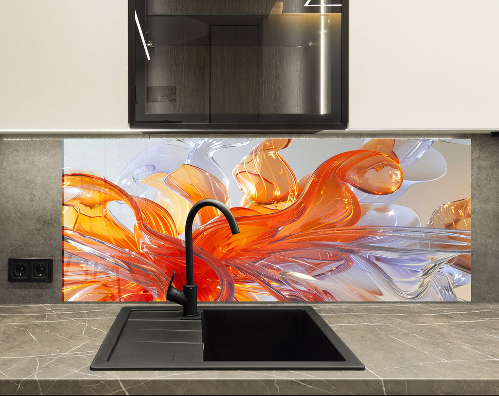Dynamic Abstract - Glass Kitchen Backsplash-BacksplashArtworks